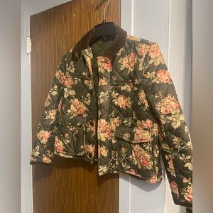 Gently used  Green polo coat with corduroy lining at wrists of sleeve and collar